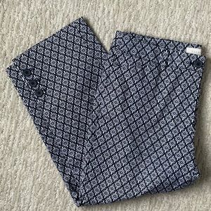 Talbots Button Hem Blue and White Skimmer Pants Size 6